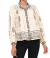 Oliphant Mandarin Pintuck Blouse In Samba Black In Multi
