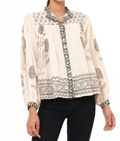Oliphant Mandarin Pintuck Blouse In Samba Black In Multi