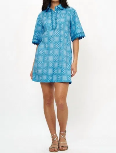 Oliphant Matrix Collar Shirt Dress In Blue