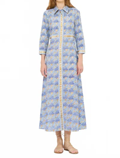 Oliphant Maxi Shirt Dress In Florence Blue