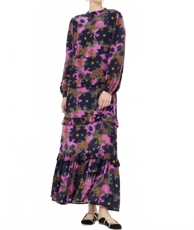 Oliphant Mock Neck Maxi Dress In Suzani Navy In Multi