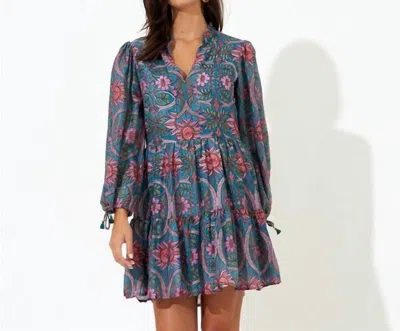 Oliphant Monaco Teal Yoke Dress In Multi