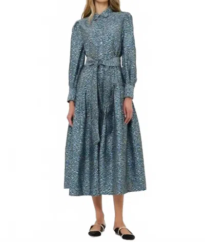 Oliphant Nora Long Sleeve Dress In Jag Navy In Blue