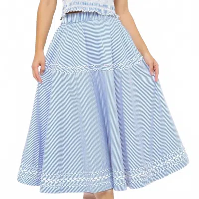 Oliphant Olivia Pin-stripe Skirt In Sconset Blue