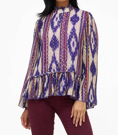 Oliphant Peplum Blouse In Palermo Indigo In Multi