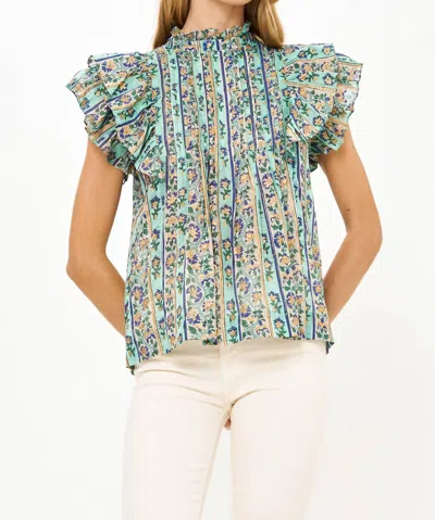 Oliphant Pintuck Ruffle Top In Taj In Multi