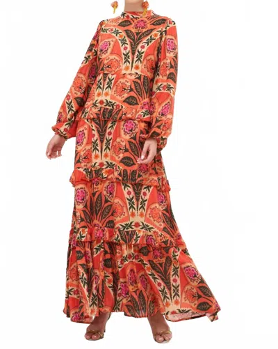 Oliphant Positano Mock Neck Maxi Dress In Red In Multi