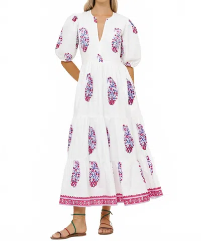 Oliphant Puff Maxi Dress In Verna Red In Multi