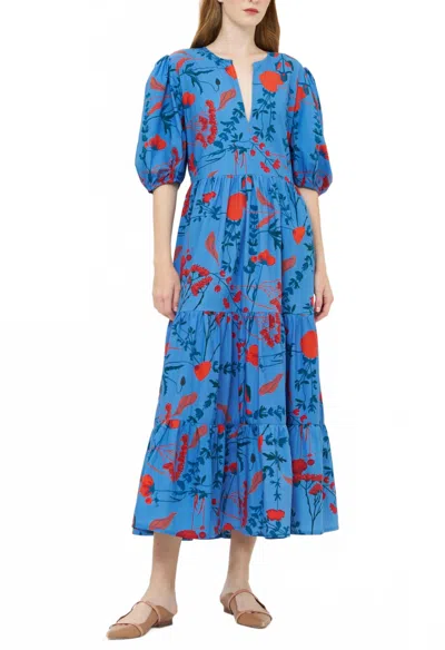 Oliphant Puff Sleeve Maxi Dress In Bartram Blue