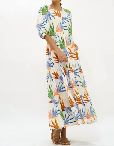 Oliphant Puff Sleeve Maxi Dress In Floral In Multi