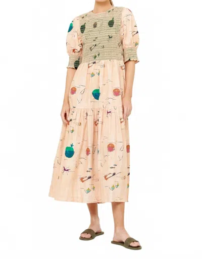 Oliphant Puff Sleeves Quinn Dress In Dip Green In Multi