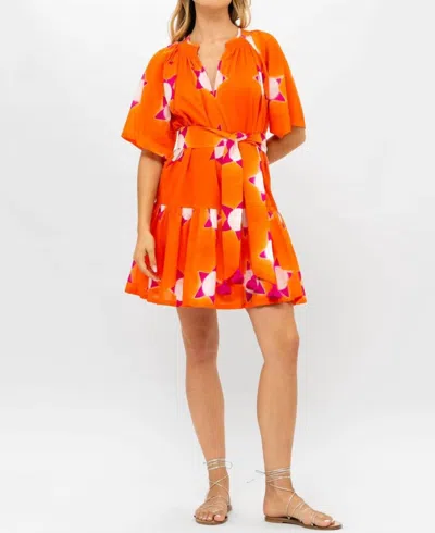 Oliphant Raglan Belted Mini Dress In Mela Orange In Multi