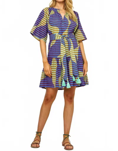 Oliphant Raglan Belted Mini Dress In Navy In Blue