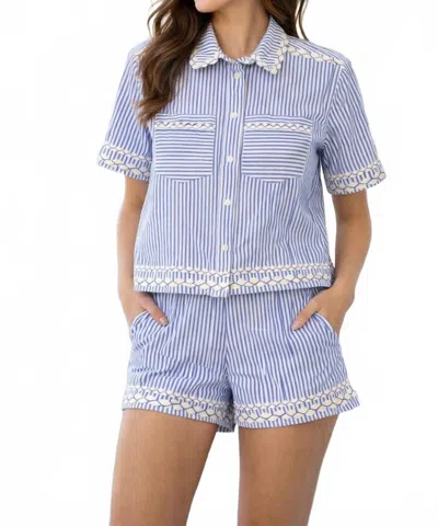 Oliphant Riley Parker Top In Sconset Blue In Multi