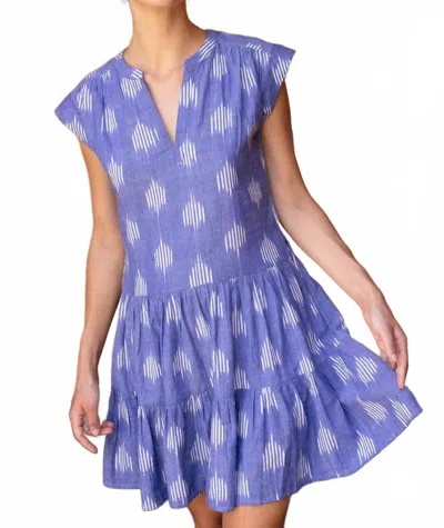 Oliphant Roll Sleeve Dress In Chatham Blue In Multi