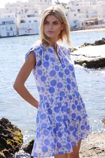 Oliphant Roll Sleeve Dress In Monarch Blue