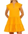 Oliphant Roll Sleeve Dress In Tuki Marigold In Yellow