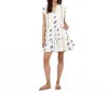 Oliphant Roll Sleeve Dress In Wicklow Blue In White