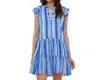 Oliphant Roll Sleeve Dress In Ziggy Blue In Blue