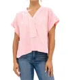 Oliphant Roll Sleeve Top In Bahama Pink In Pink