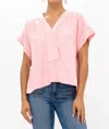Oliphant Roll Sleeve Top In Bahama Pink In Multi