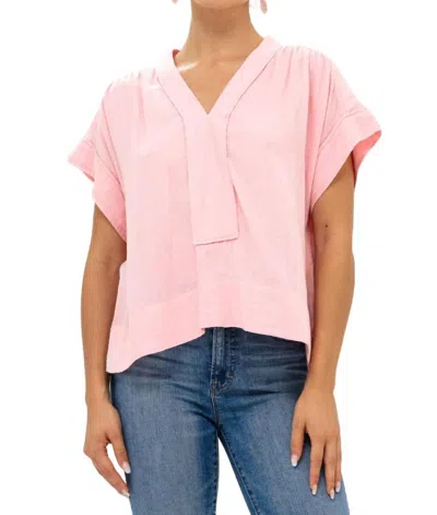 Oliphant Roll Sleeve Top In Bahama Pink In Multi