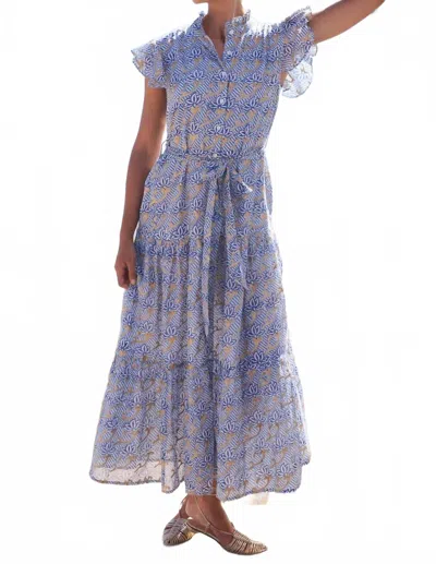 Oliphant Ruffle Collar Button Maxi Dress In Florence Blue
