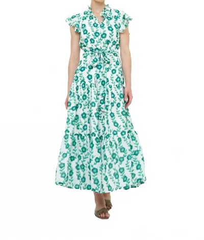 Oliphant Ruffle Collar Button Maxi Dress In Toscana Green