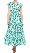 Oliphant Ruffle Collar Button Maxi Dress In Toscana In Green