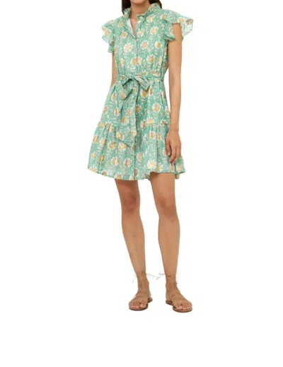 Oliphant Ruffle Collar Button Mini Dress In Mughal Green