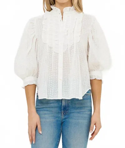 Oliphant Ruffle Front Blouse In Domino White
