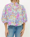 Oliphant Ruffle Front Button Blouse In Fleur Lilac In Multi