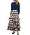 Oliphant Ruffle Maxi Skirt In Agra Navy In Multi