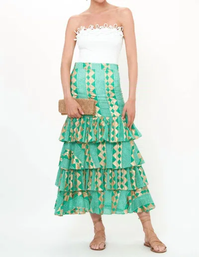 Oliphant Ruffle Maxi Skirt In Ascot Teal In Multi