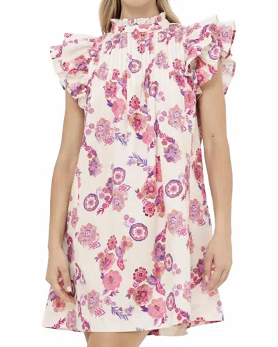 Oliphant Ruffle Pintuck Mini Dress In Pretoria Pink