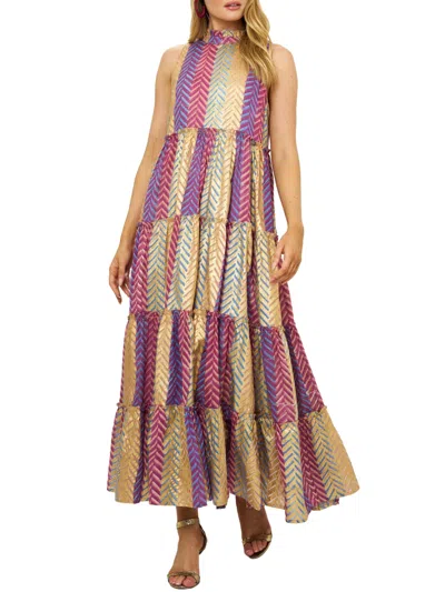 Oliphant Ruffle Tiered Maxi Dress In Torino Blue In Multi
