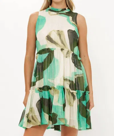 Oliphant Ruffle Tiered Short Dress In Ginkgo Green