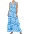 Oliphant Ruffle V-neck Maxi Dress In Odisha Blue In Multi