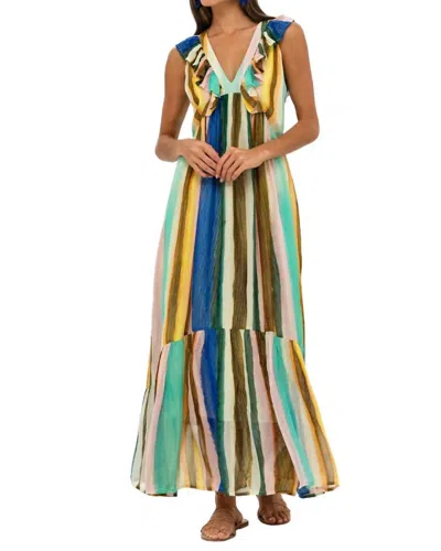 Oliphant Ruffle V-neck Maxi Dress In Zanzibar Multi