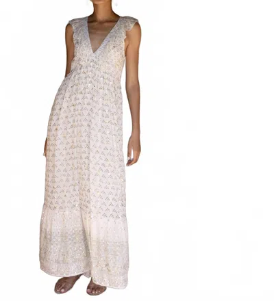 Oliphant Ruffle V-neck Maxi Dress In Juniper Olive In White