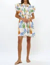 OLIPHANT SCALLOP PINTUCK BUTTON MINI DRESS IN FLORAL