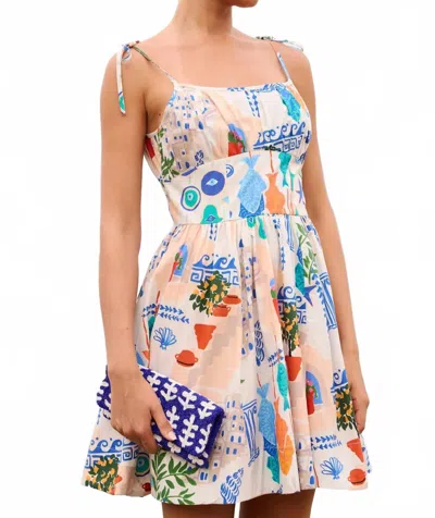 Oliphant Scarlett Dress In Corfu Blue In Multi