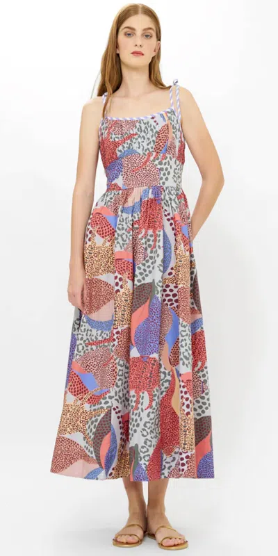 Oliphant Scarlett Maxi Dress In Nautilus Coral In Multi