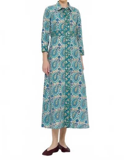 Oliphant Shirt Maxi Dress In Izmir Teal In Multi