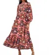 Oliphant Uzbek Shirt Waist Maxi Dress In Coral In Red
