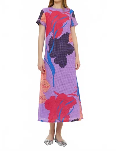 Oliphant Short Sleeve Shift Maxi Dress In Hague Lavender In Multi