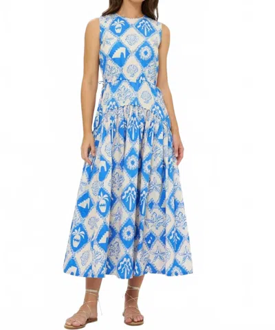 Oliphant Sleeveless Piped Maxi Dress In Asterias Blue
