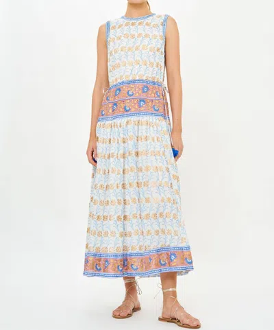Oliphant Sleeveless Piped Maxi Dress In Geneva Blue In Multi