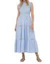 Oliphant Sleeveless Smocked Maxi Dress In Chatham Blue In Multi