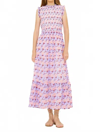 Oliphant Sleeveless Smocked Maxi Dress In Florence Petal In Pink